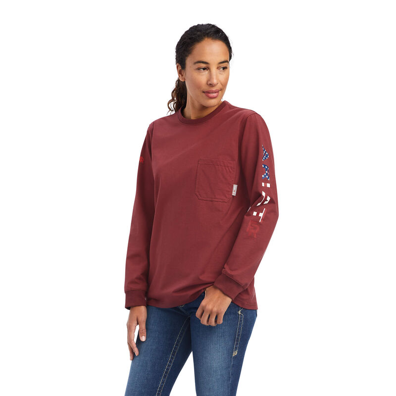 Camisetas Ariat Fr Stretch Logo Rojas Oscuro Mujer - Chile 546-WFIYVM